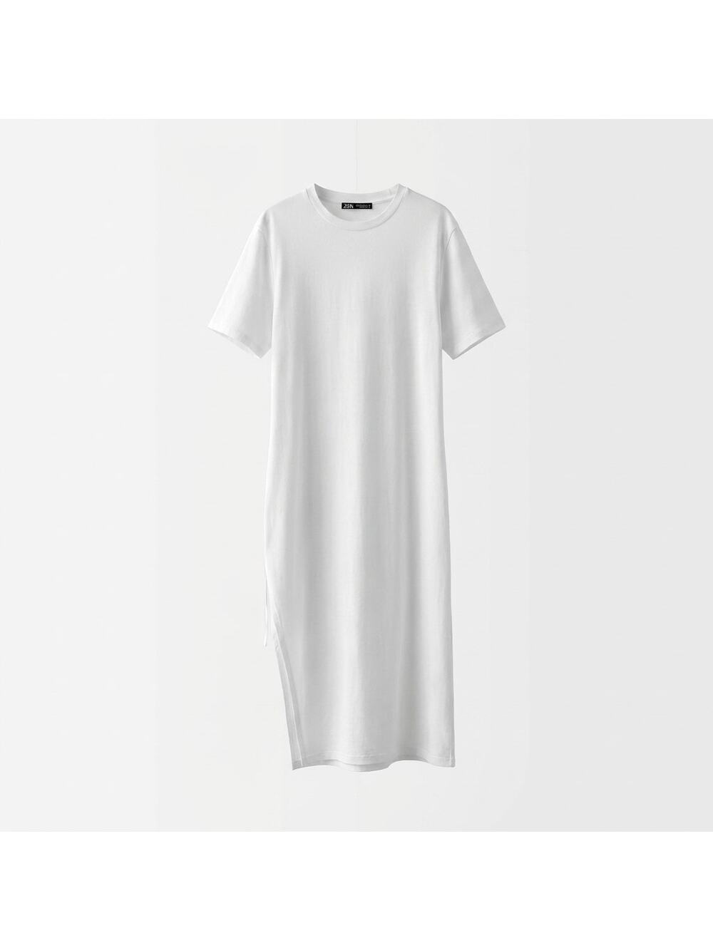 The AKIRA Label White Ruched Side Drawstring T-Shirt Midi Dress Size M